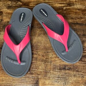 Okabashi Breeze Flip Flops Pink Gray Rubber Arch Support Slip Resistant womens M